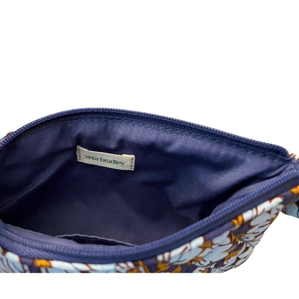 Vera Bradley PAWPAW FLOWER Essential Zip Wristlet NWT Navy Blue Brown - Picture 5 of 6